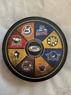 EUC AHL Atlantic Division Collectible Souvenir Hockey Puck - Multi-Logo Design